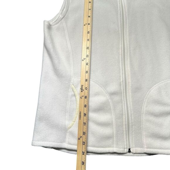 Woolrich Fleece Full Zip Vest Sleeveless Pockets Women’s M White Polyester Warm - Picture 7 of 8